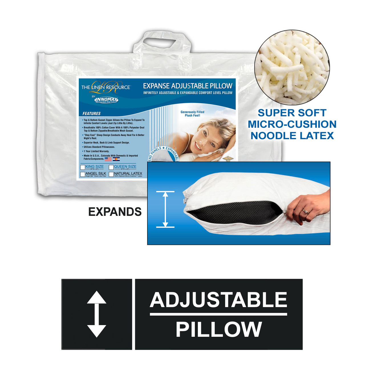 Expanse Adjustable Pillow - Angel Silk Down Like Fiber image