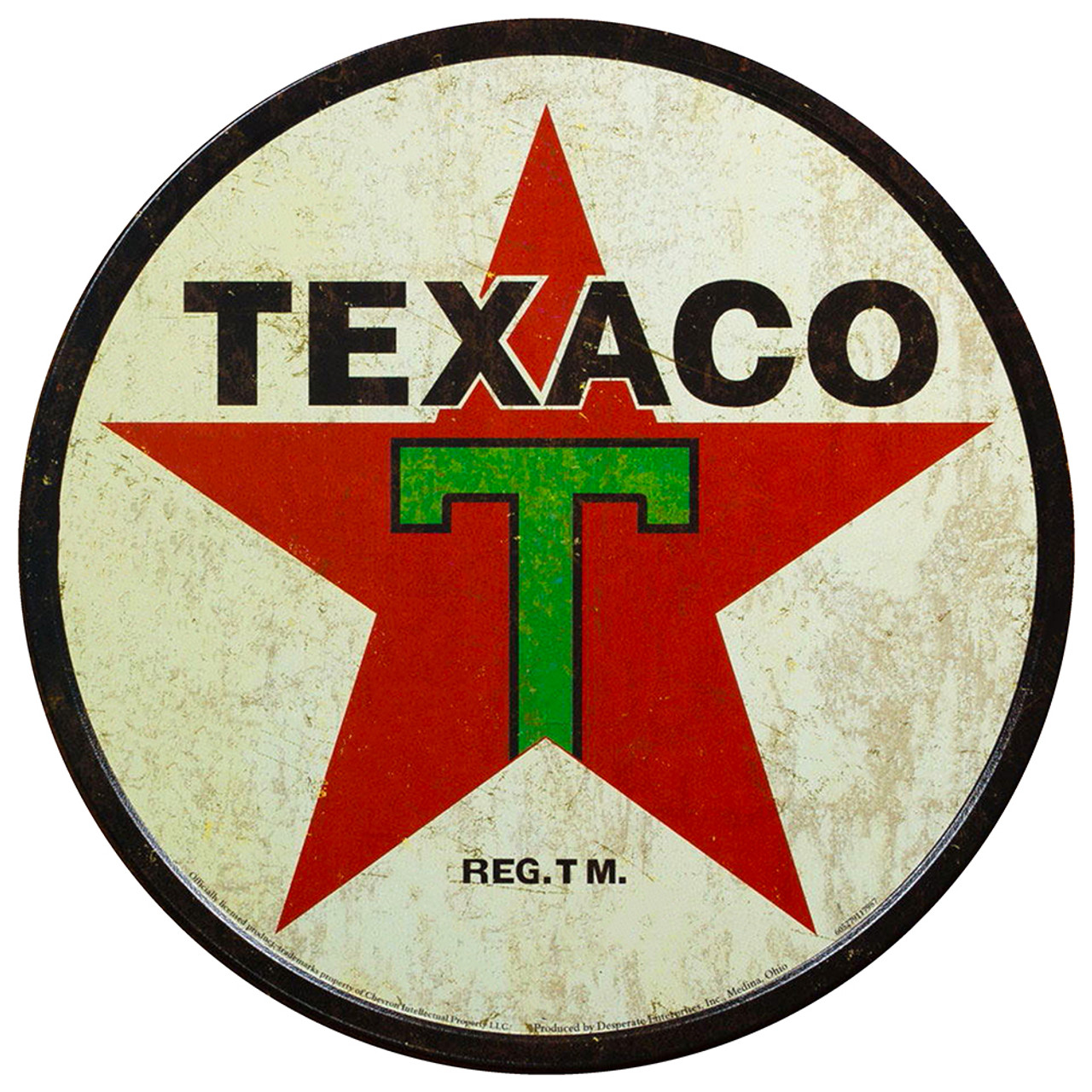 Vintage Texaco Gasoline (Replica) /Aluminum Panel 11" Round Sign w