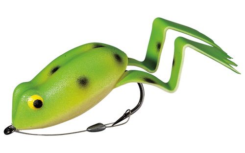 Frog Soft Rubber Topwater Yellow w/ Black spot & white belly fishing lure 2  1/2 