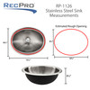 Stainless steel oval sink measurements.
