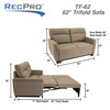 RecPro Michael 62" EZ-OUT™ Trifold Loveseat Sleeper in Cloth