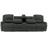 RecPro Charles 111" Quad Wall Hugger RV Recliner Sofa with Two Drop Down Consoles & Cup Holder Console in Cloth