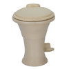 Parchment ceramic RV toilet front view.