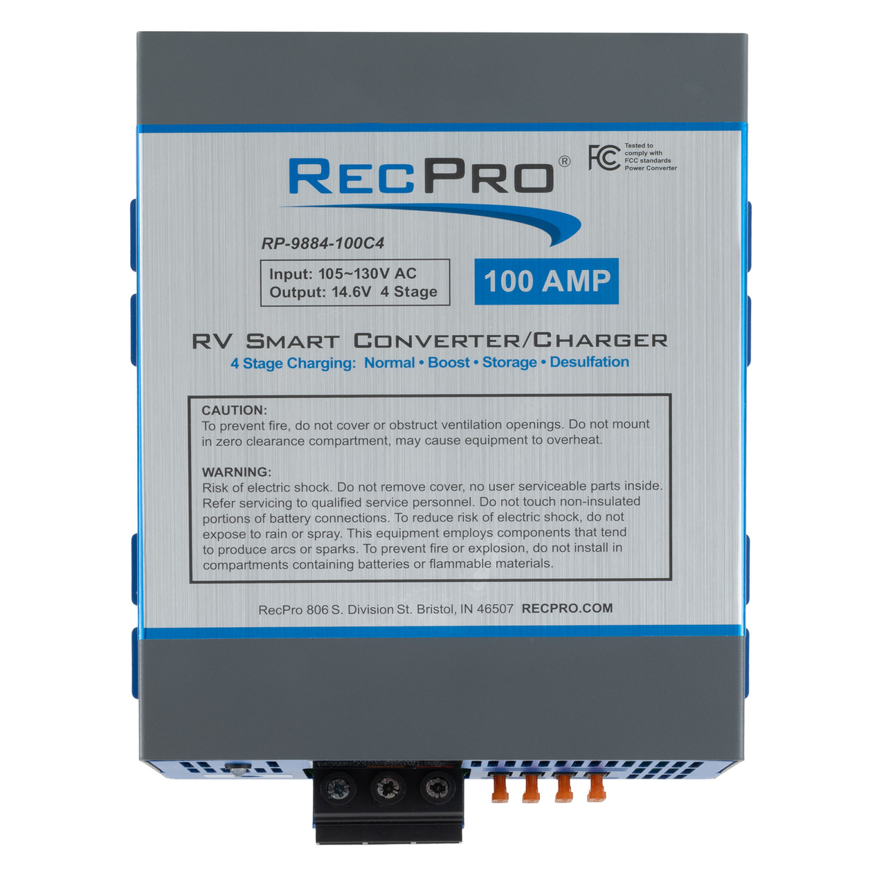 RecPro 100W IP67 Waterproof Power Supply - 120V AC To 12V DC Converter For RV & Outdoor Use