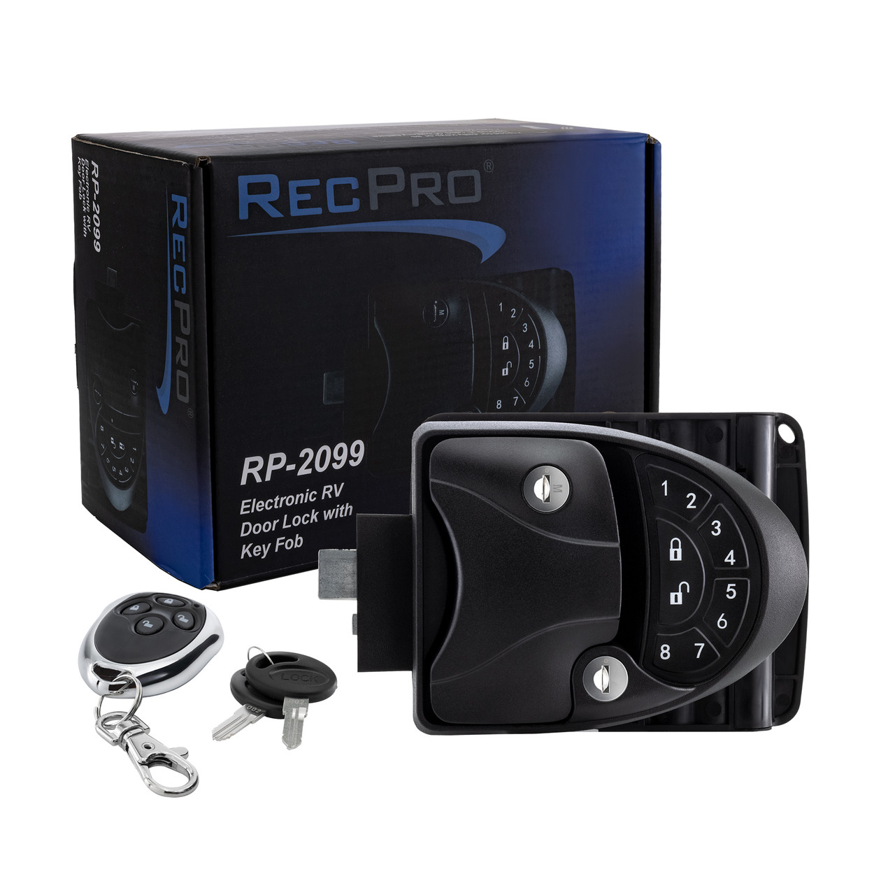 RV Electronic Door Lock with Radial Design Integrated Keypad & Fob