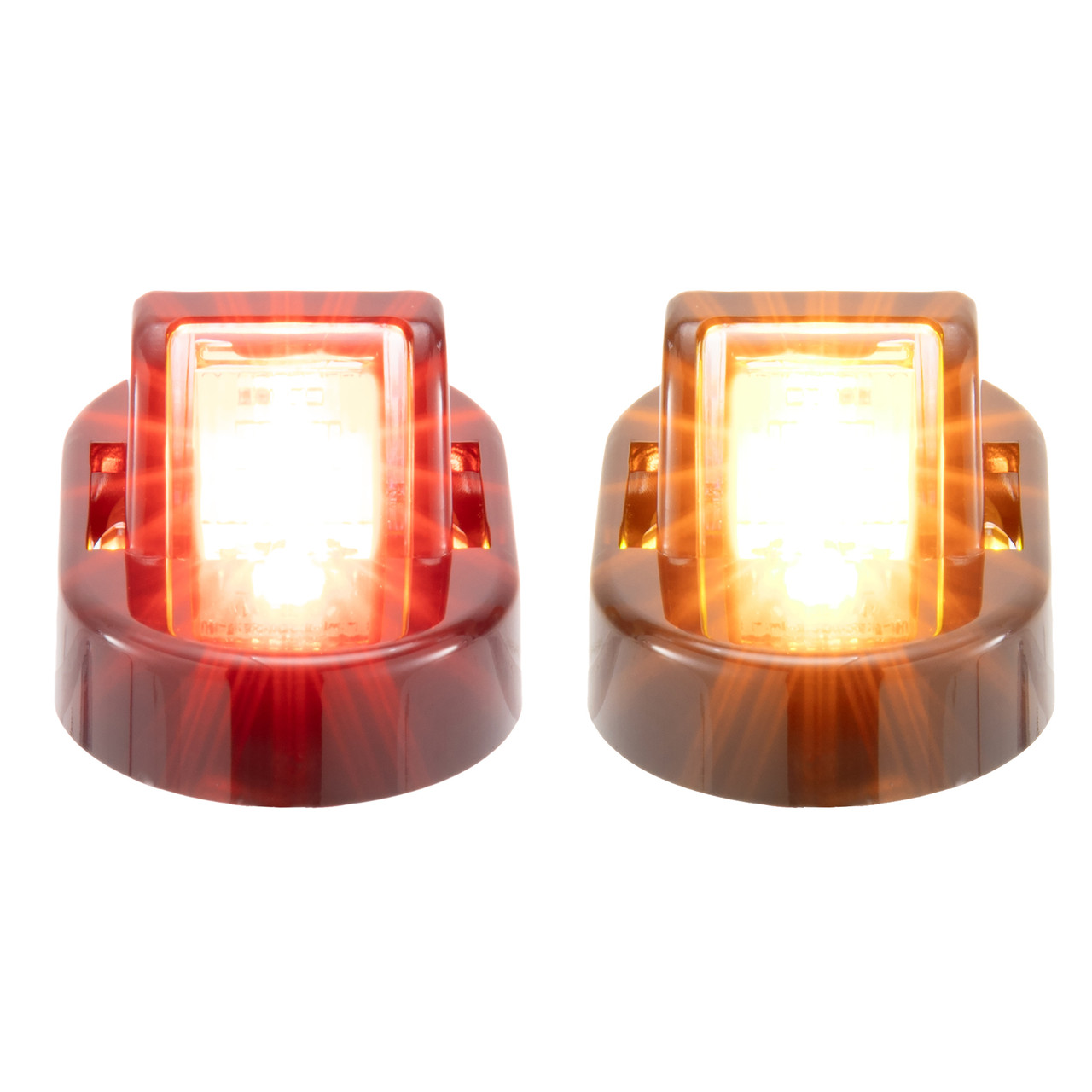2 Pack Trailer Fender Lights - Amber Front Red Rear LED Clearance Lights With 4 Diodes - Left & Right Kit