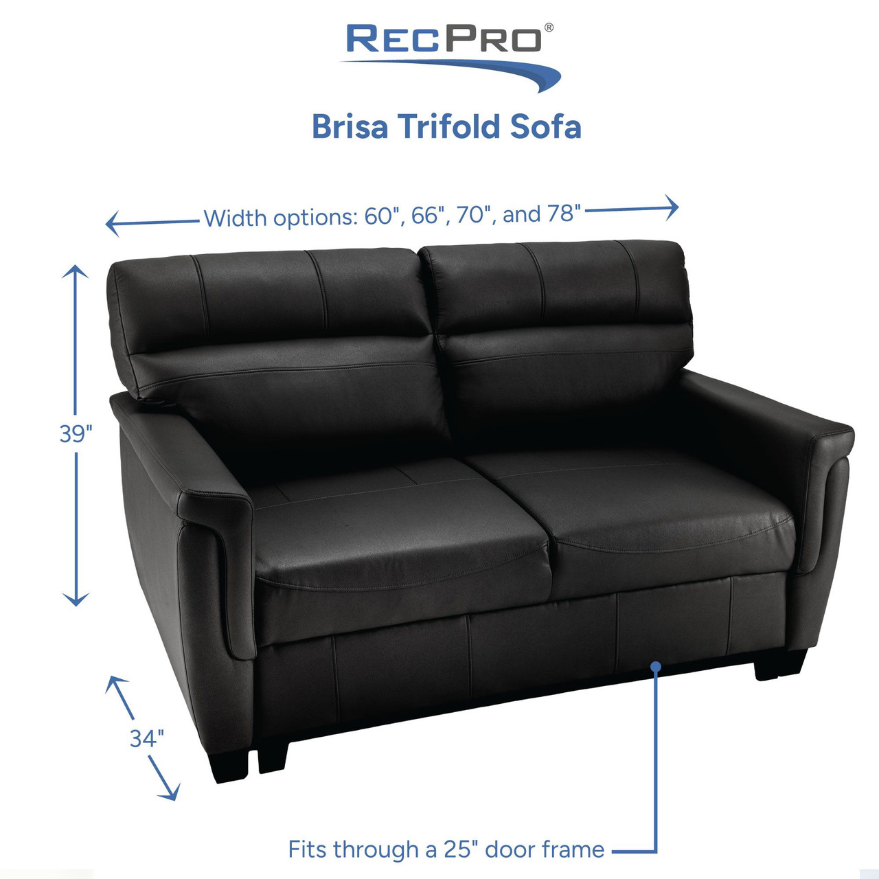 RecPro Michael EZ-OUT™ RV Trifold Sleeper Sofa in Ultrafabrics