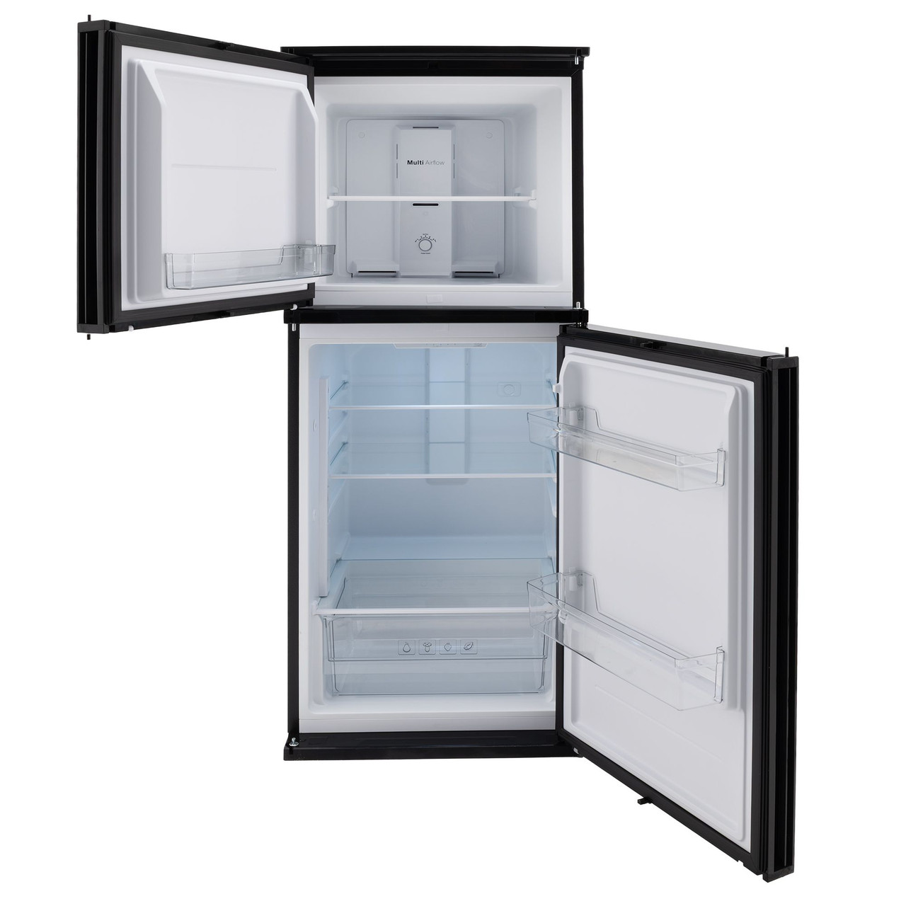 RV Refrigerator 10.7 Cubic Feet 12V with Glass Doors Black - RecPro