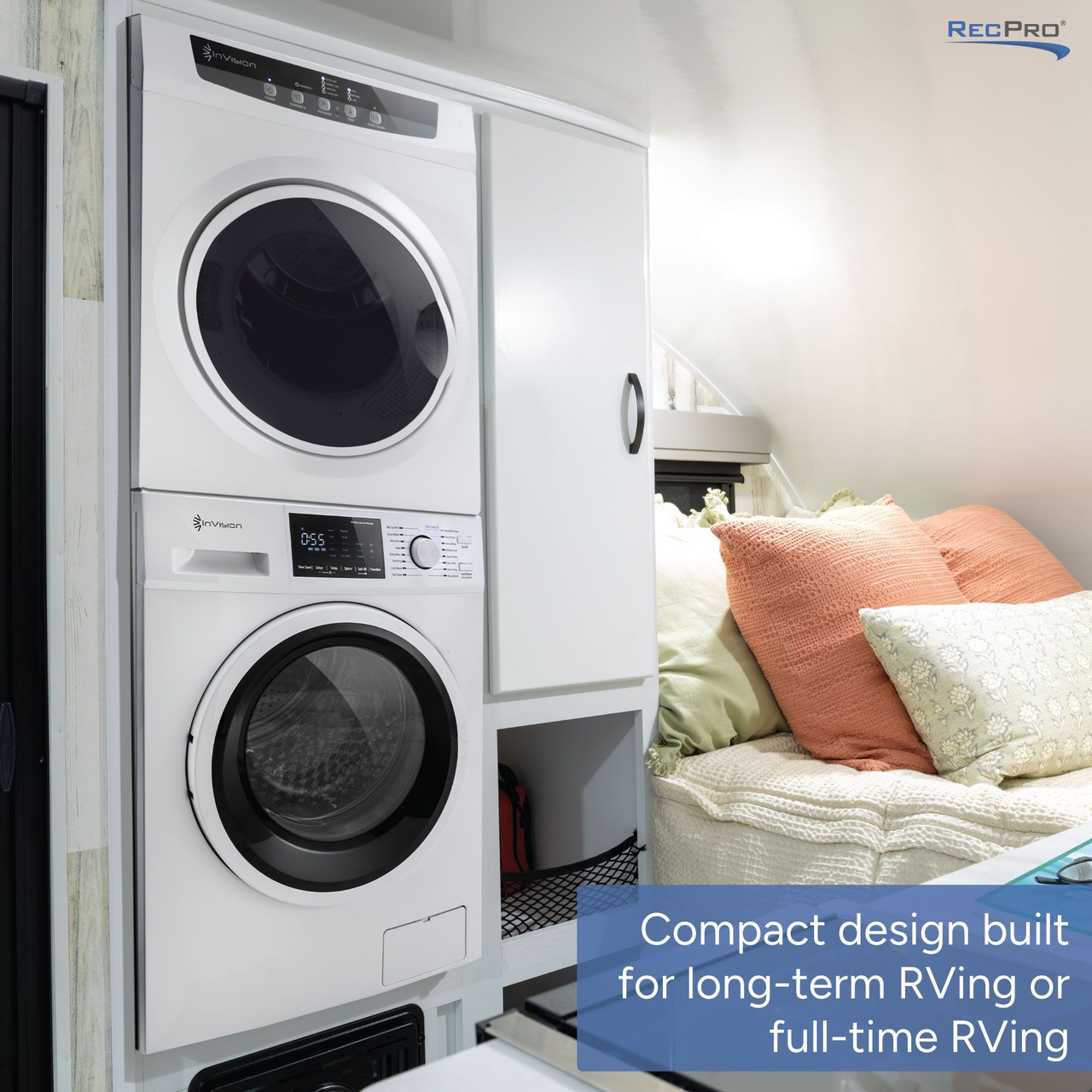 front-loading washing machine with down pillow and gentle cycle