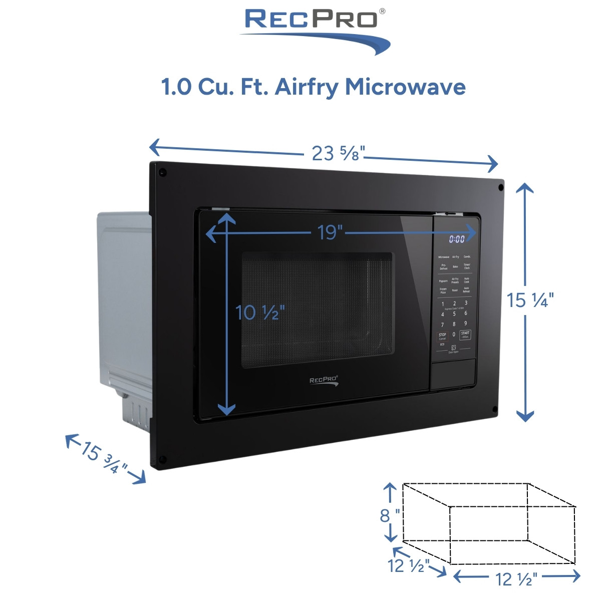 RV Microwave Air Fryer 1.0 cu. ft. Black - RecPro