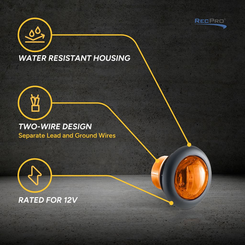 3/4 Amber/Amber LED Clearance Marker Bullet Lights (5, 10, and 20