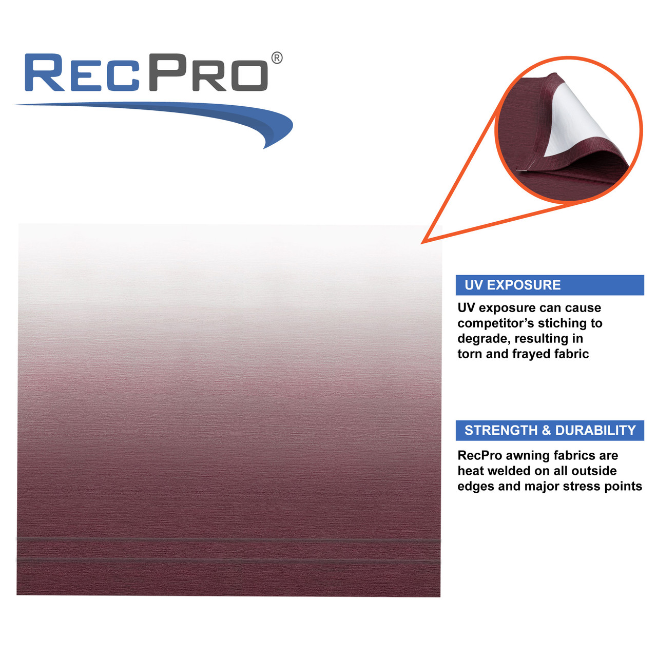 19' RV Awning Replacement Fabric Heat-Welded Seams (Actual Width