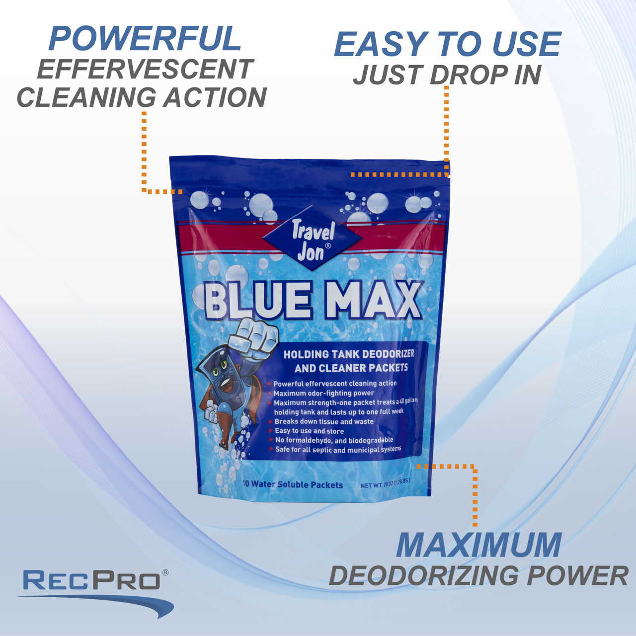 Travel Jon Blue Max Toss-In and Waste Digester Combo RV Holding