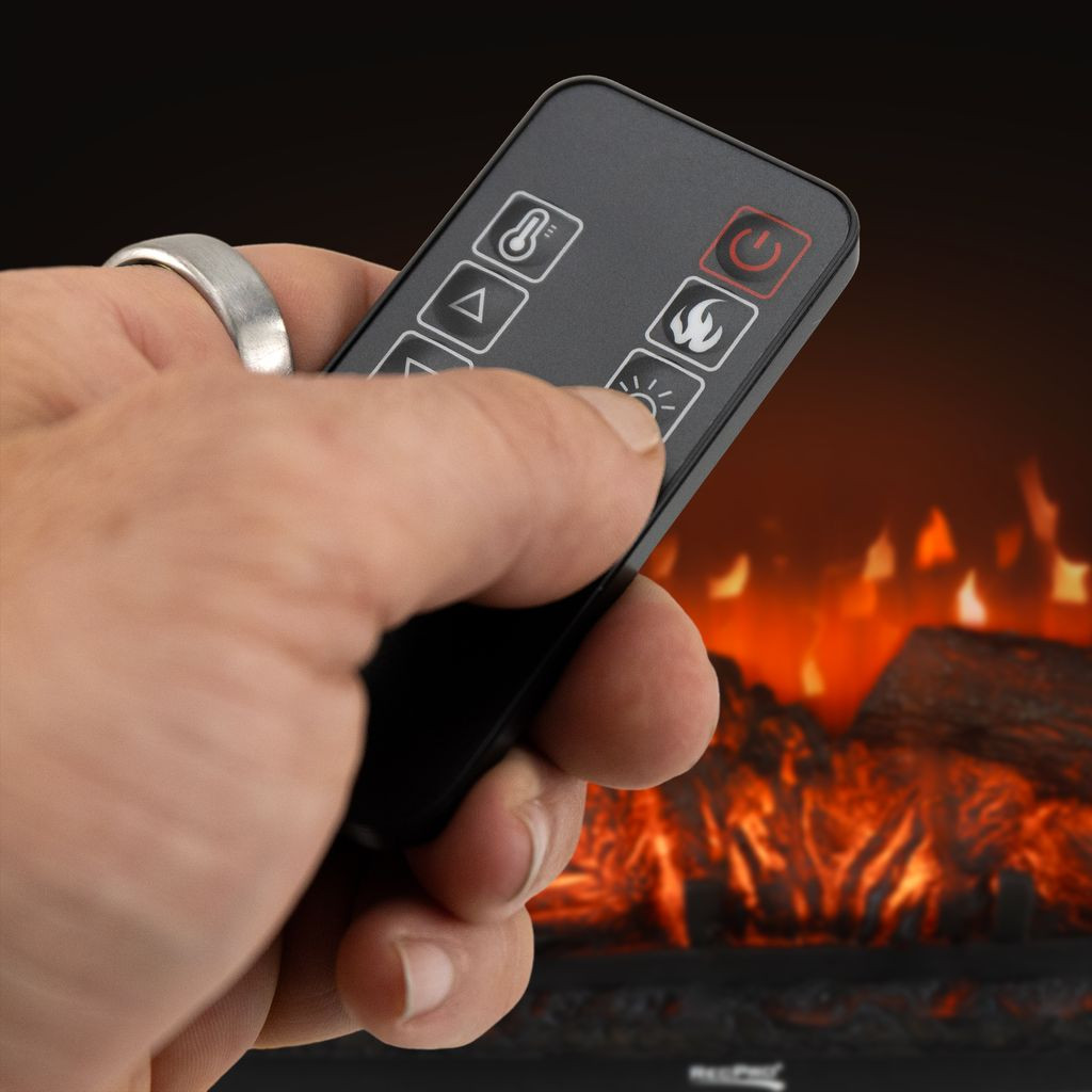 turning an electric fireplace on with a remote