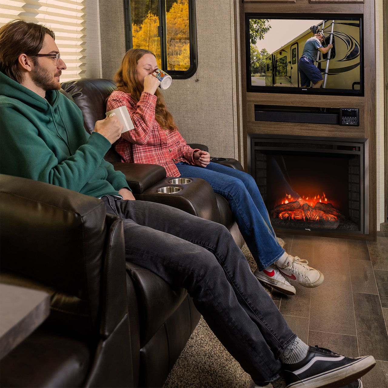 Primetime Rv Fireplace RV Electric Fireplace with Curved Glass 28