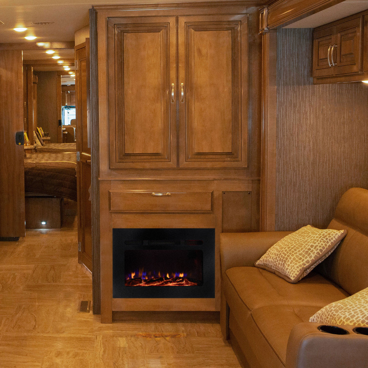 RV Electric Fireplace 30" with Flame Color Settings - RecPro