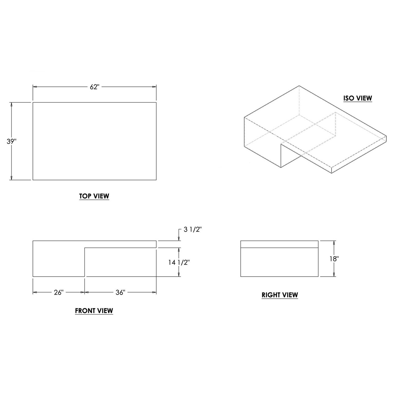 30 Gallon RV Holding Tank 62 x 26 x 6 3/4 (EPI 4414 or H1238000) - –  Elkhart RV Parts