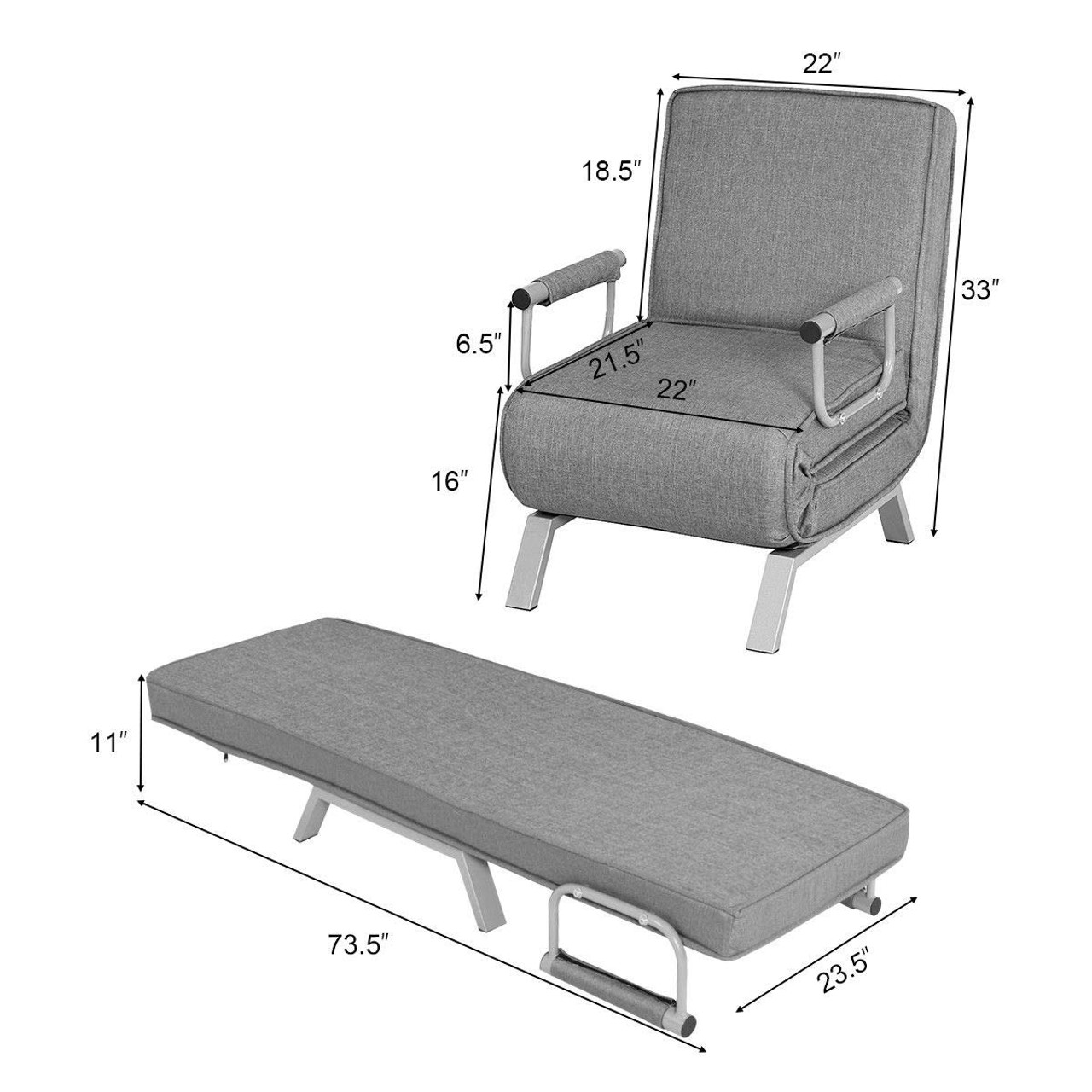 rv convertible sofa bed folding arm chair  recpro