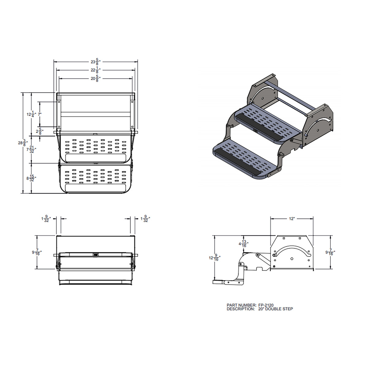 RV Steps 20" Double Step in Black RecPro