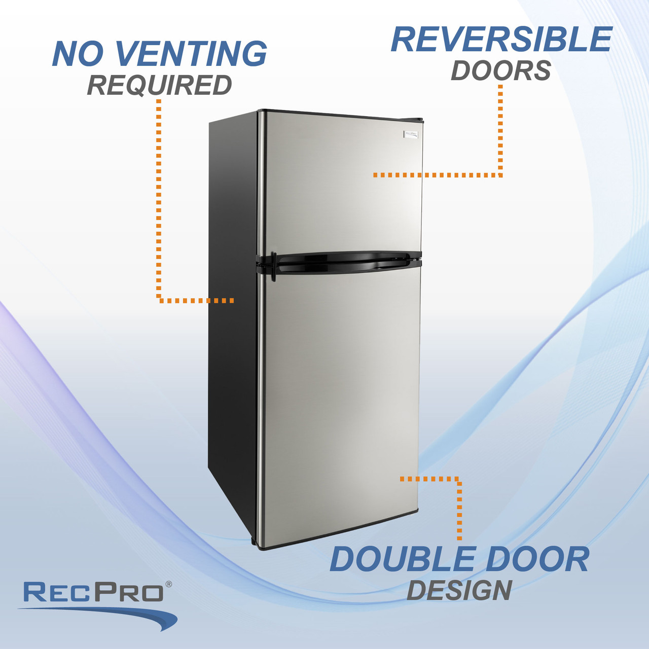 RV Refrigerator 10 Cubic Feet 12V Stainless Steel - RecPro