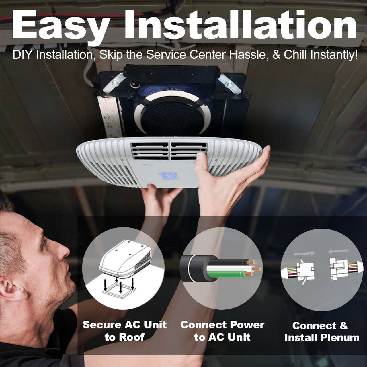 RV Air Conditioner Quiet AC Unit with Remote Control, Non