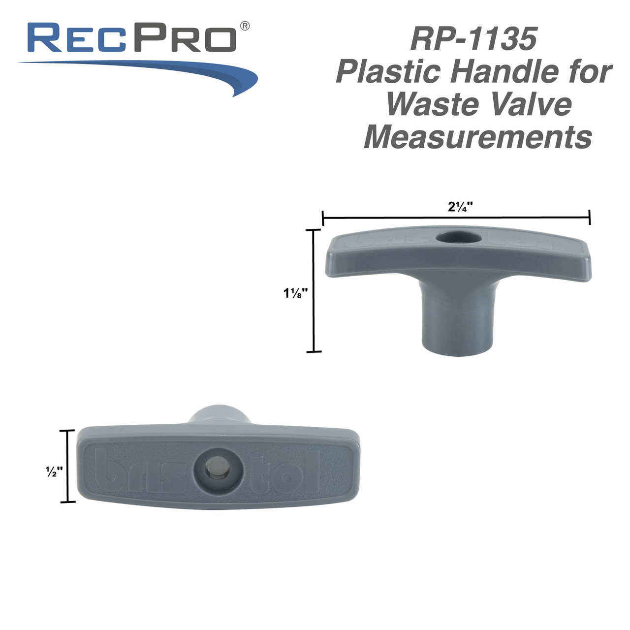 RV Waste Valve Handle Replacement Gray RecPro