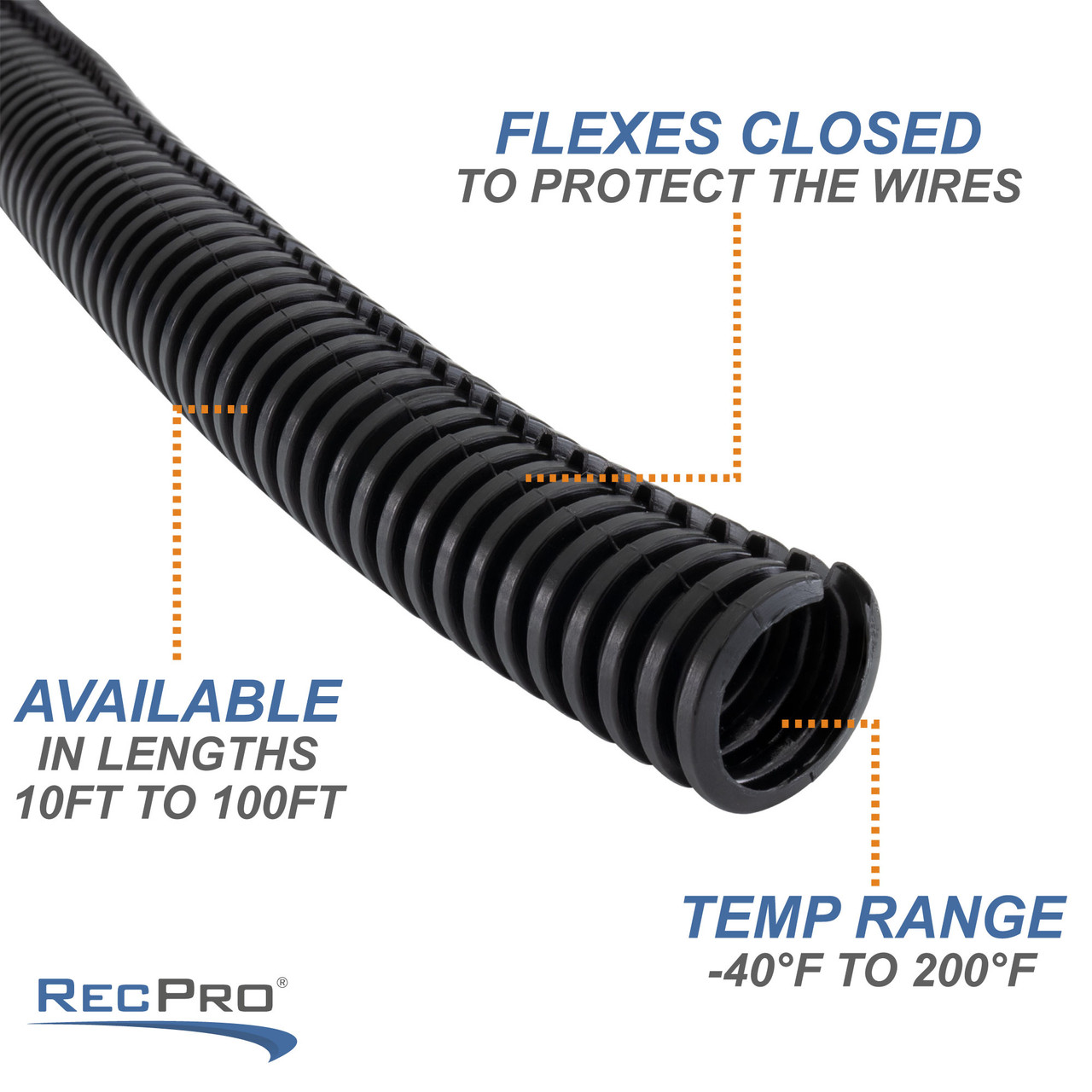 Trailer Wire Protector 1/2 Corrugated Plastic Wire Loom Sol