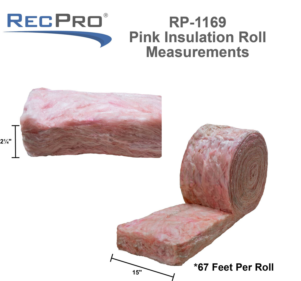 RV Fiberglass Insulation Unfaced 15"x67' Roll RecPro