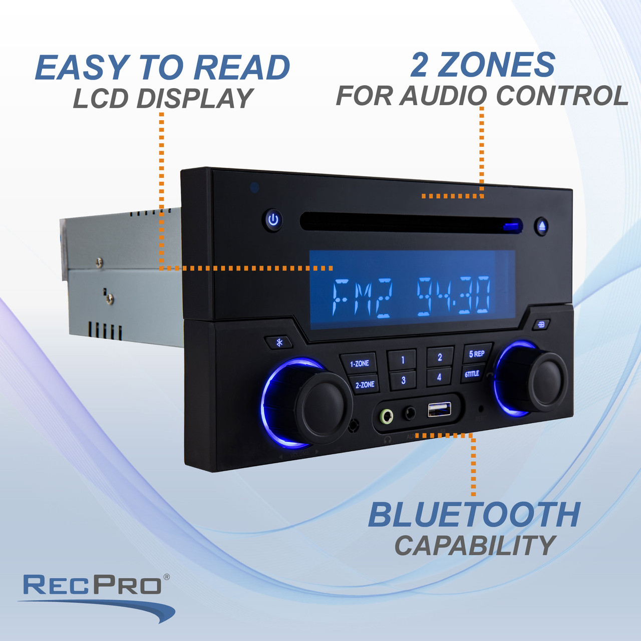 CD/DVD/MP3　RV　Stereo　Center　Entertainment　AM/FM　Bluetooth　RecPro
