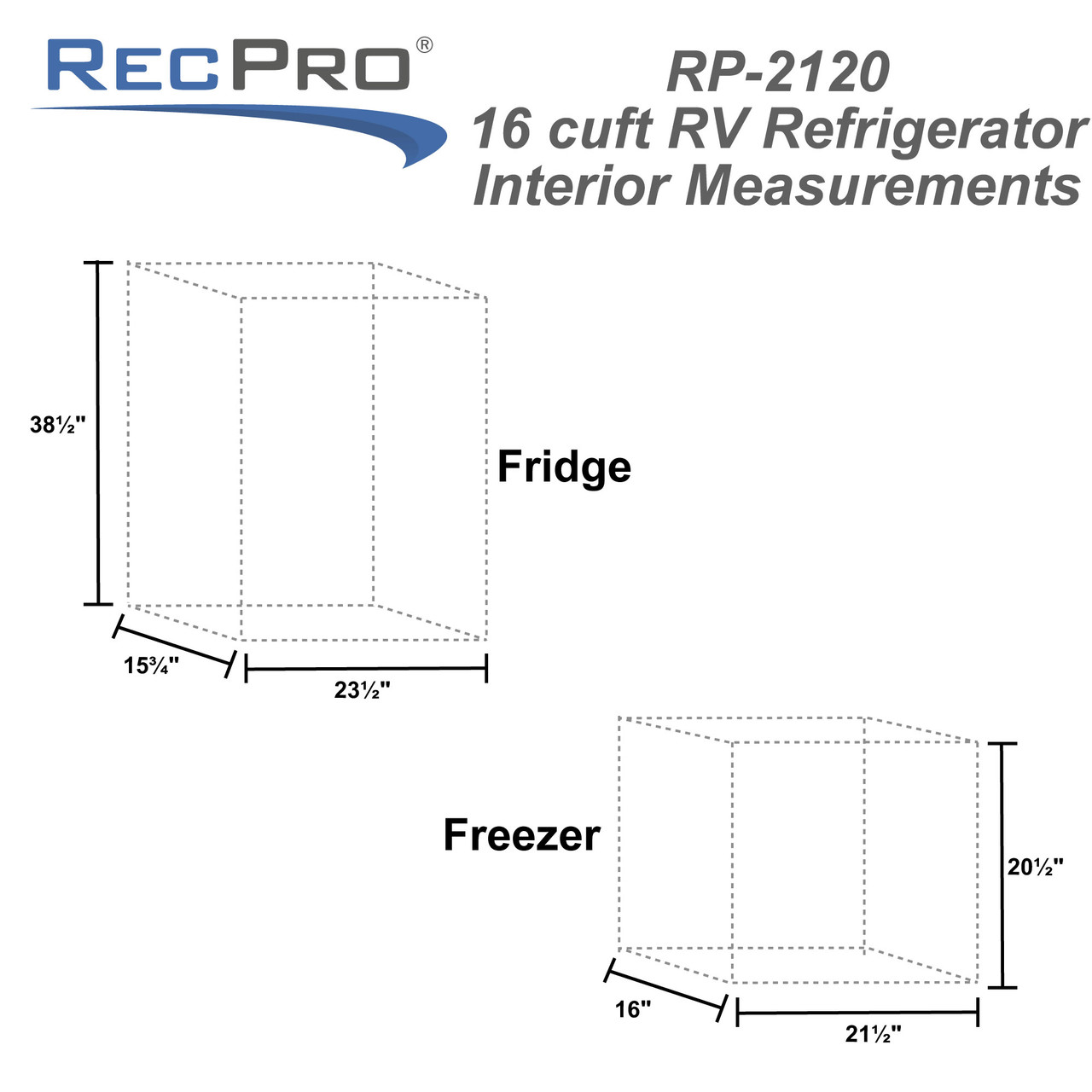 RecPro RV Refrigerator Stainless Steel | 4.3 Cubic Feet | 12V | 2 Door Fridge