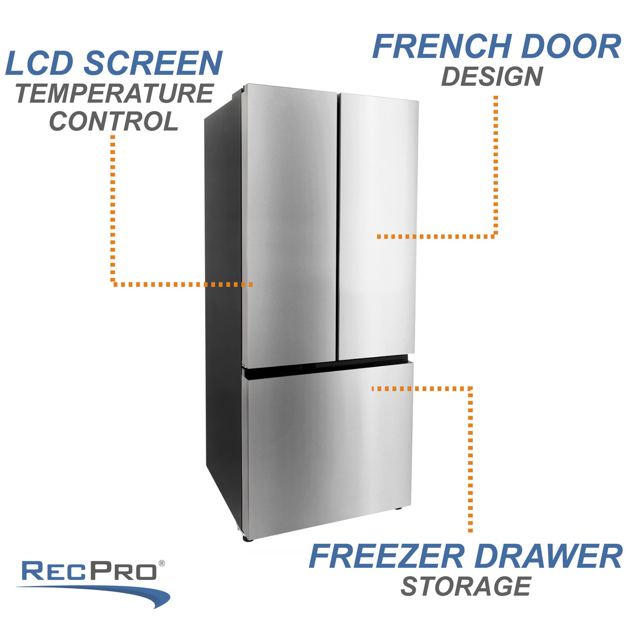 RV Refrigerator 10 Cubic Feet 12V Stainless Steel - RecPro