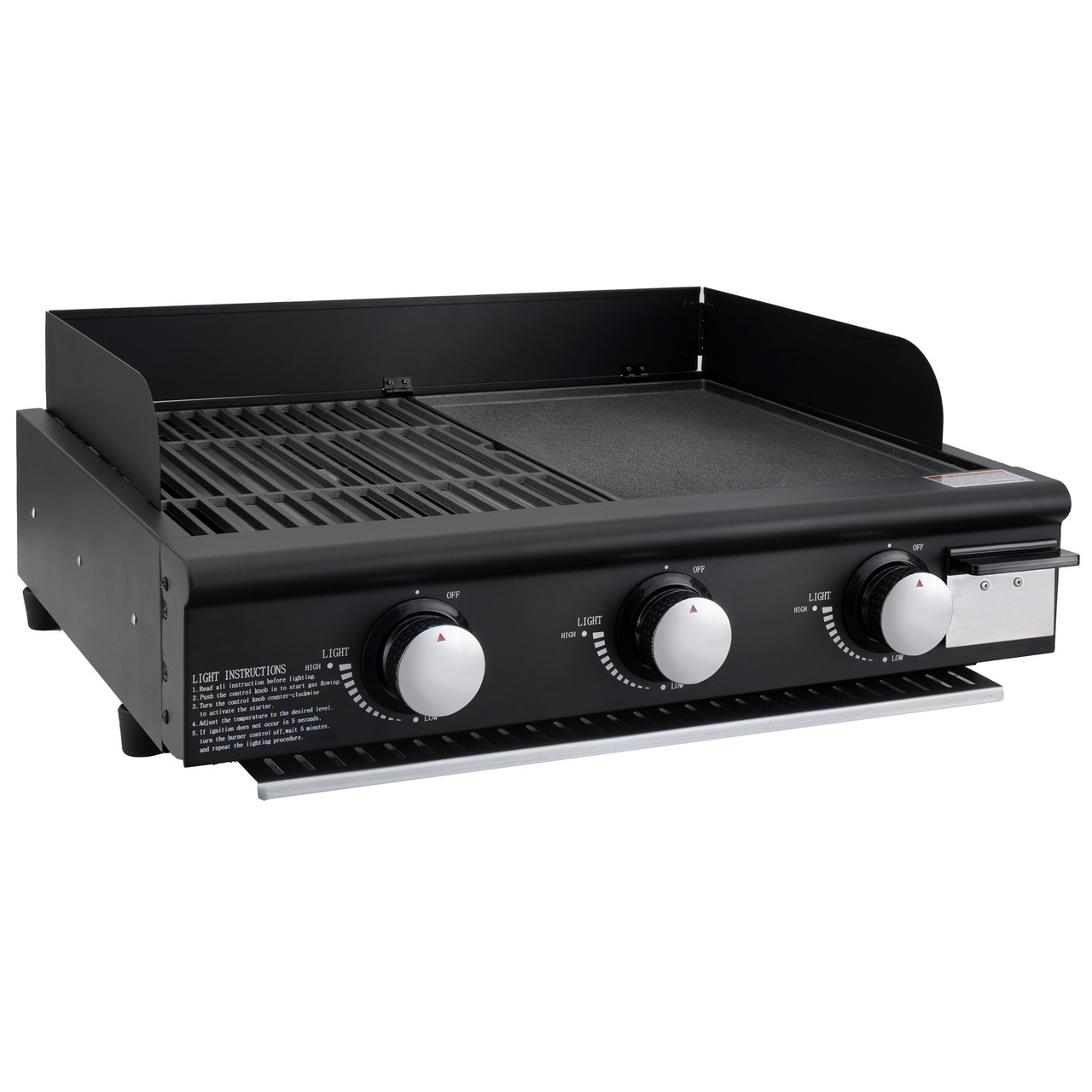 RV Side-by-Side Griddle and Grill 3-Burner Gas Cooktop RecPro