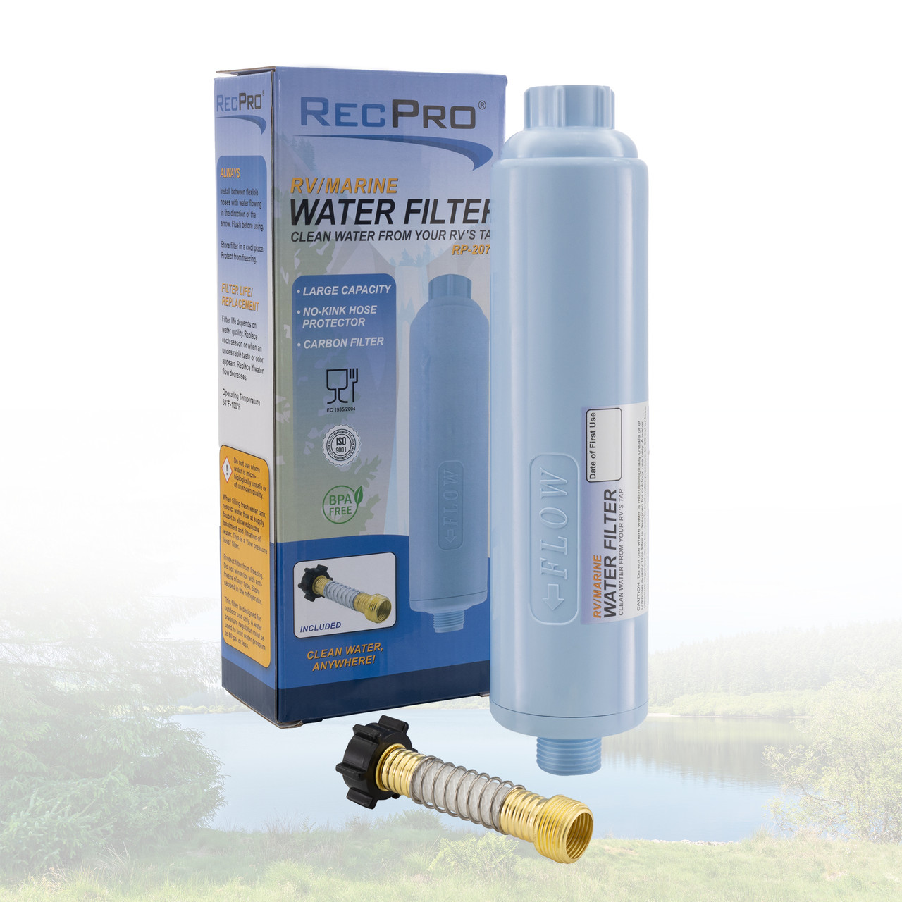 RV Water Filter with Flexible Hose Adapter - RecPro