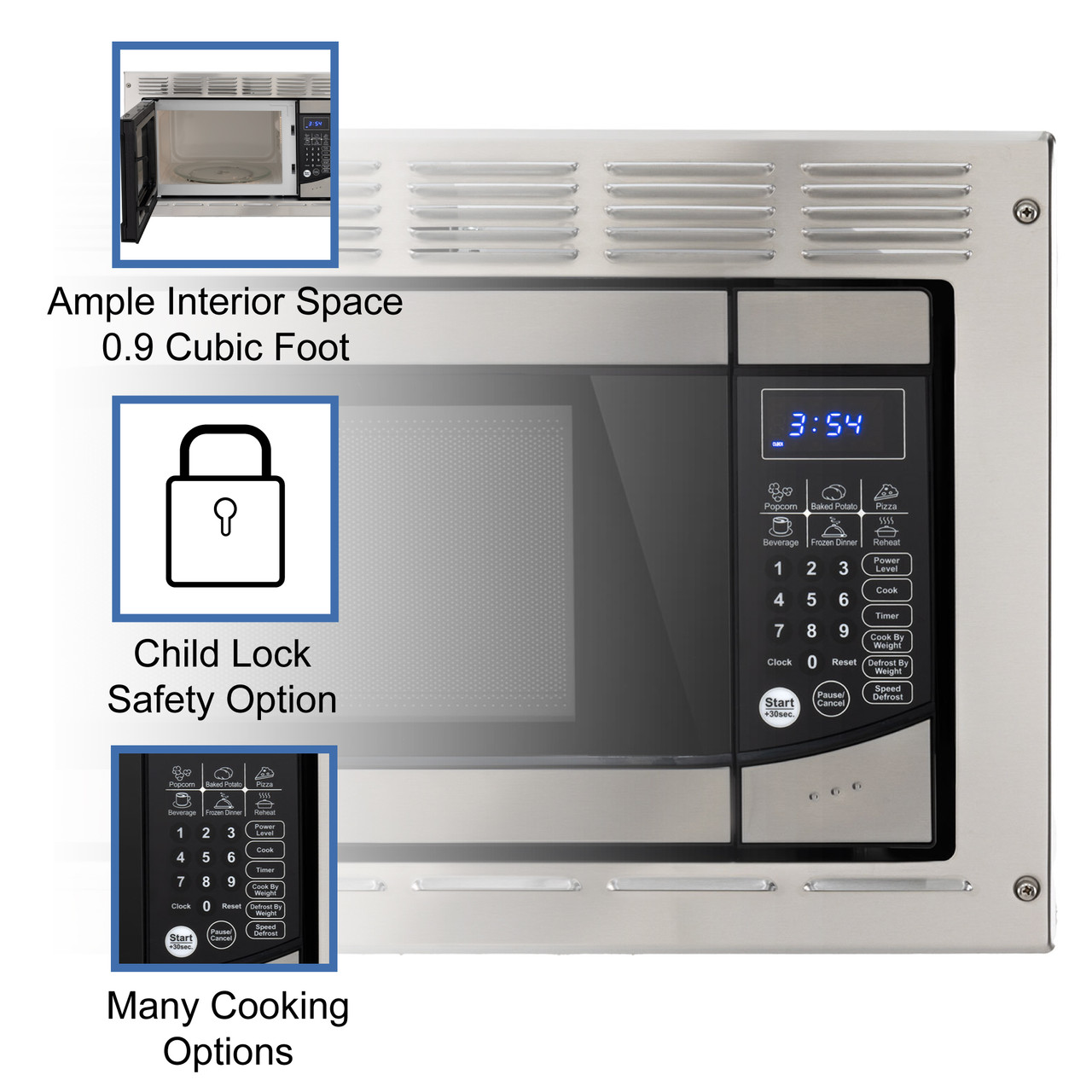 RV Microwave Stainless Steel 0.9 cu. ft. Replaces Greystone