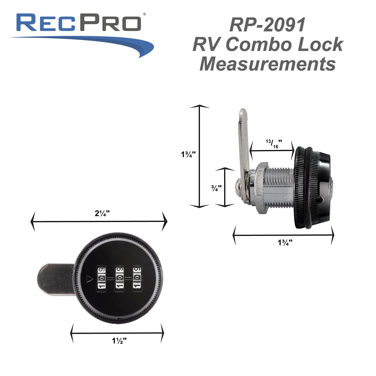RV Combination Cam Lock for 5/8" Thick Door RecPro
