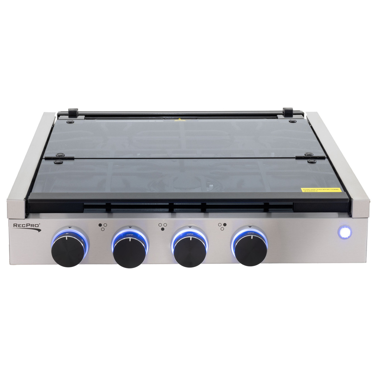 RecPro RV Side-by-Side Griddle and Grill | 3-Burner Propane GAS Cooktop | Flat-Top Grill and Grates | RV Grill