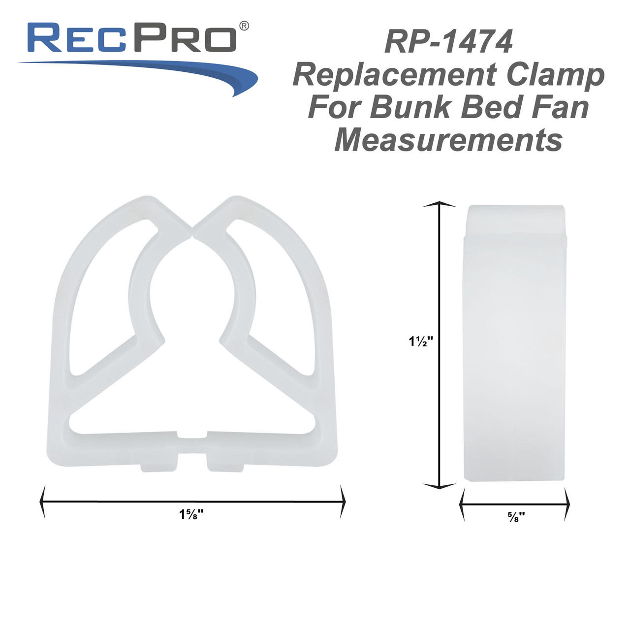 Replacement Plastic Clamp for Bunk Bed Fan with LED Lamp 2 Pack RecPro