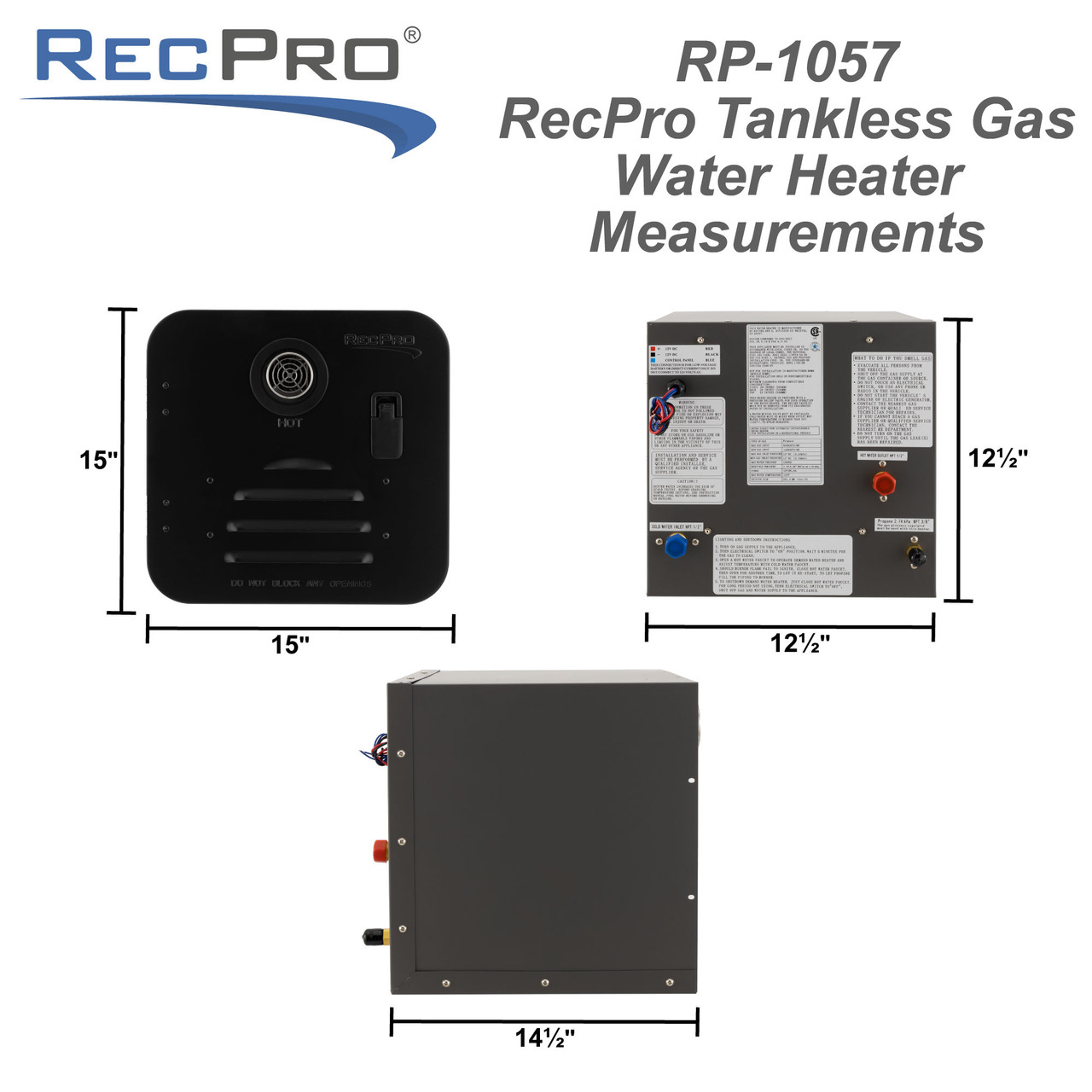 RV Tankless Water Heater 12 V On Demand Hot Water Heater 42,000 BTU - RecPro