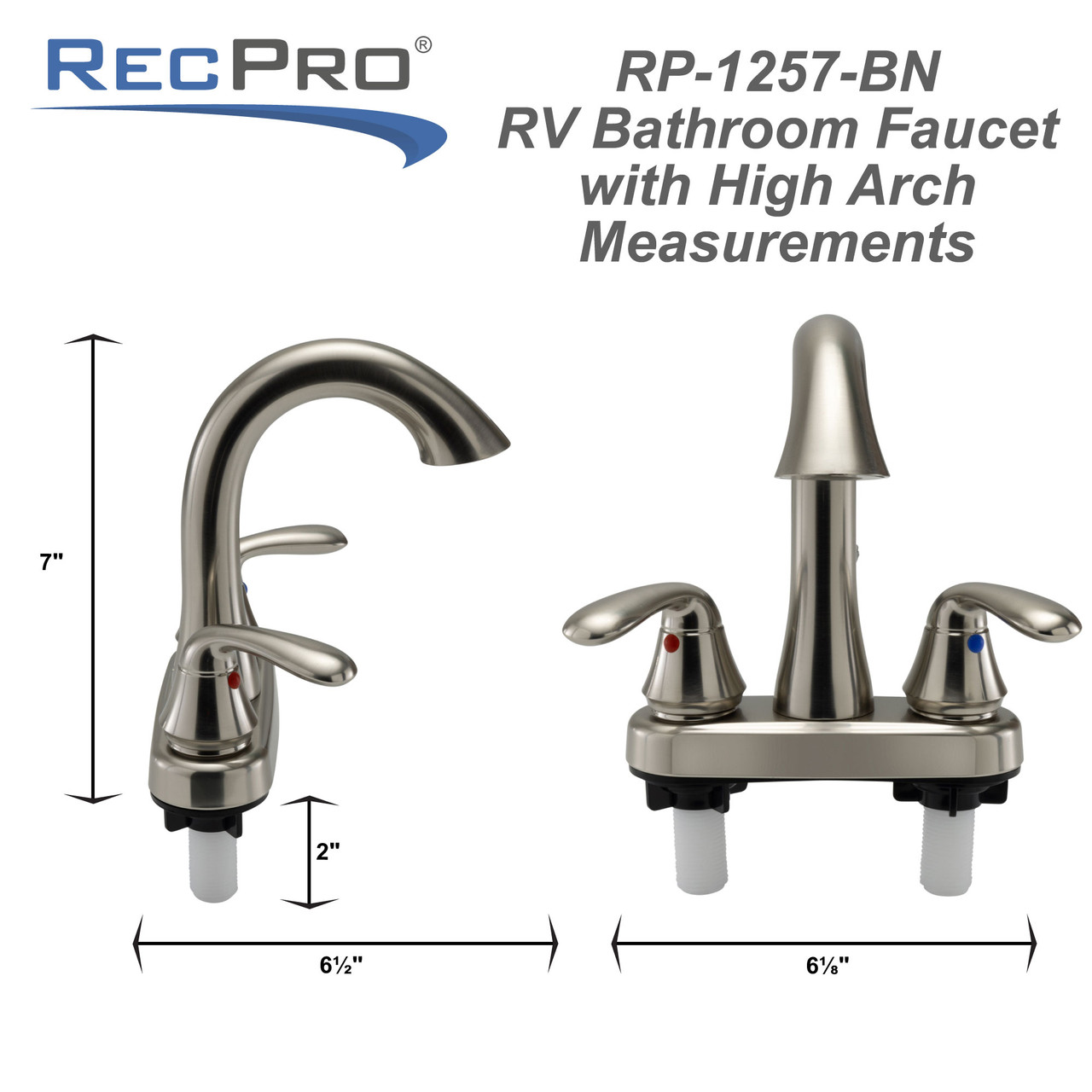 RV Bathroom Faucet with High Arch Brushed Nickel RecPro