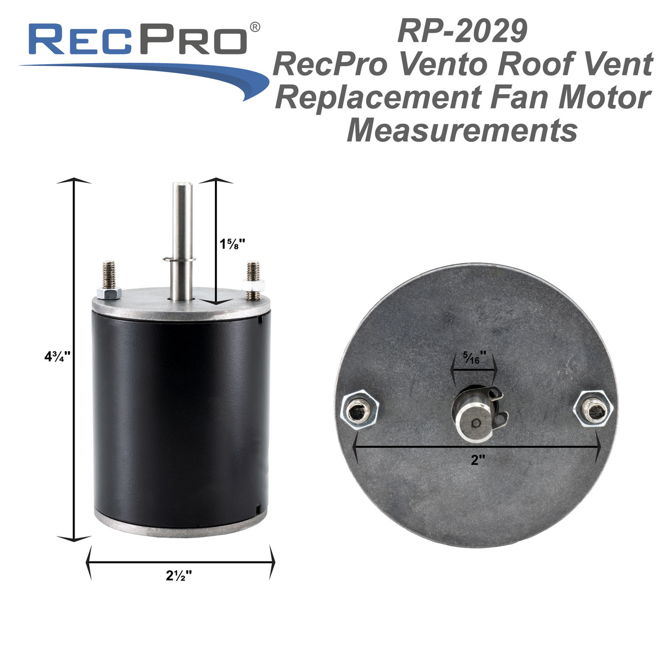 RV Roof Vent Replacement Fan Motor for Vento Deluxe RecPro