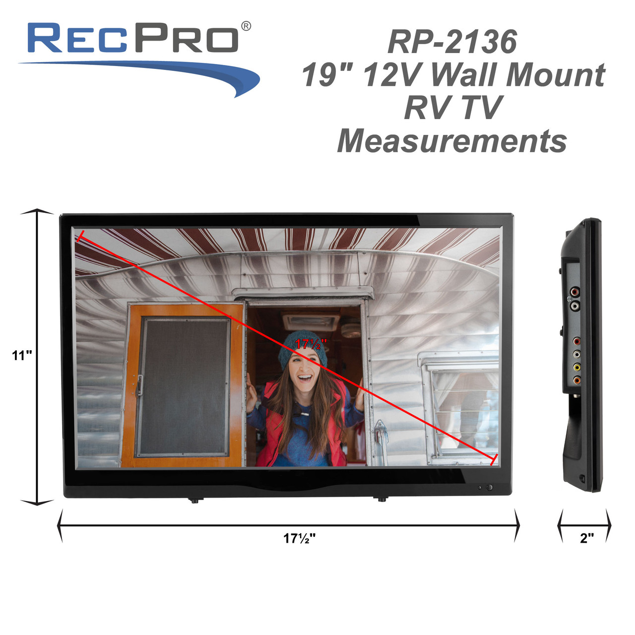 temperamento torneo Probablemente RV 19" Television 720p LED Screen 12/120-Volt TV Wall Mounted - RecPro