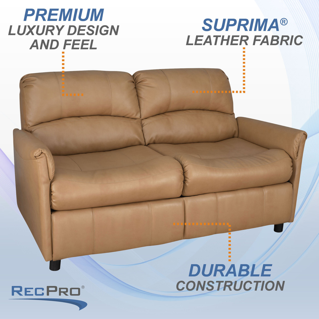 RecPro 60" RV Sofa with Hide-a-Bed - RecPro