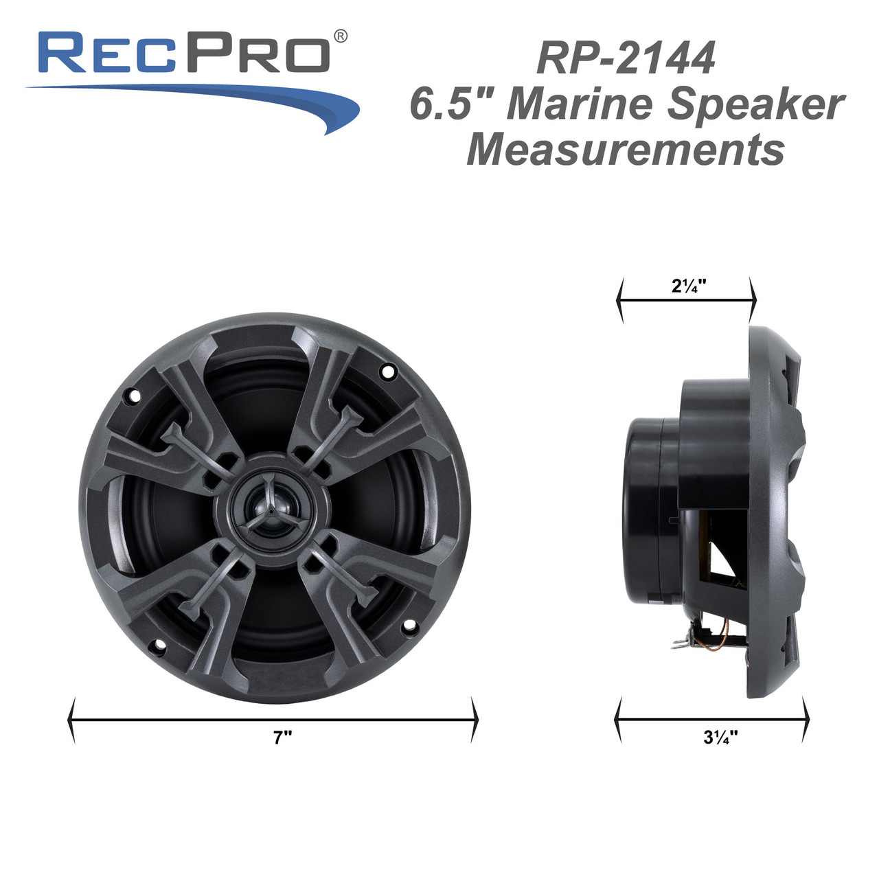 RV Outdoor Speaker 6.5" Waterproof, Graphite RecPro