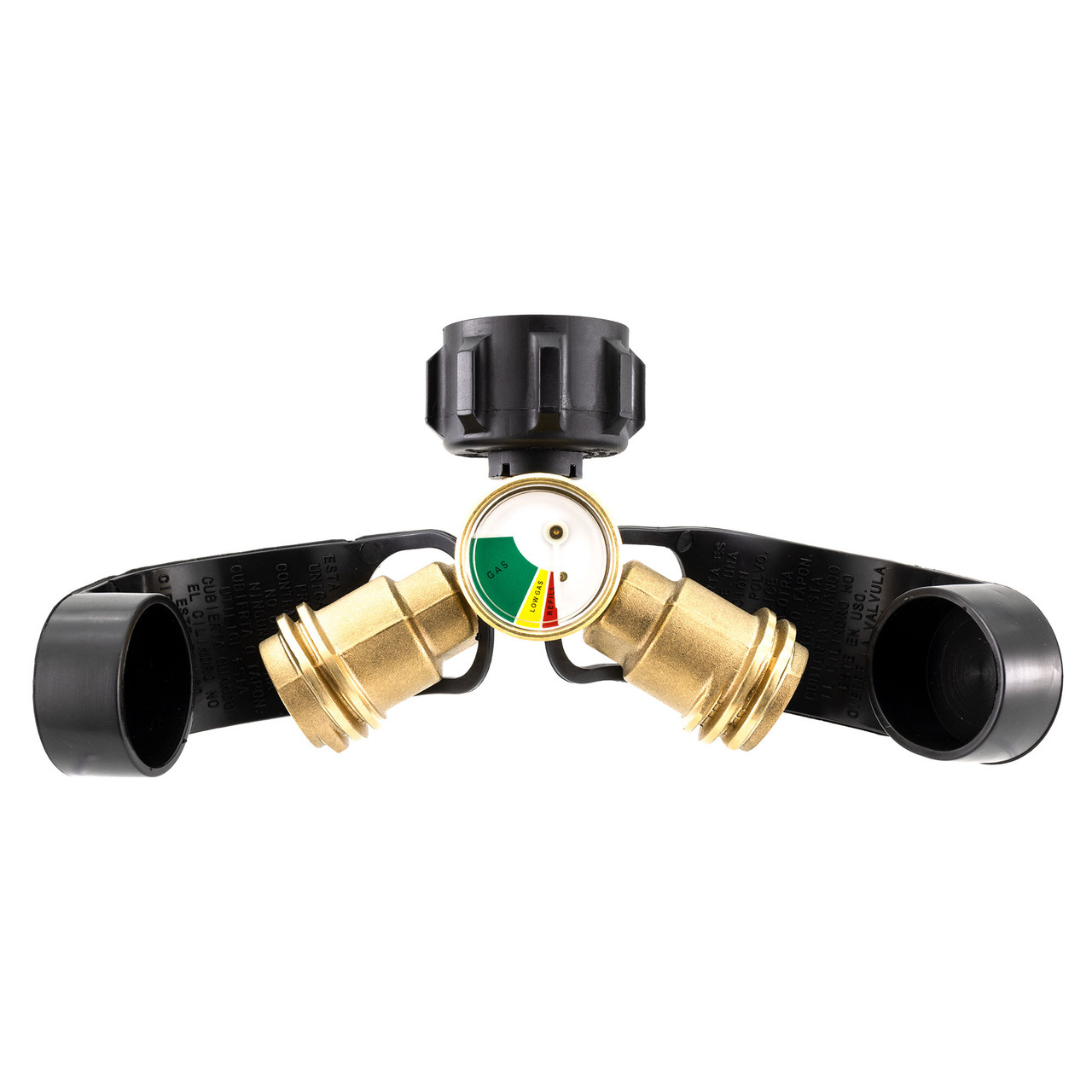 RV 2 Way Propane Y Splitter With Gauge For 20lb Tanks RecPro