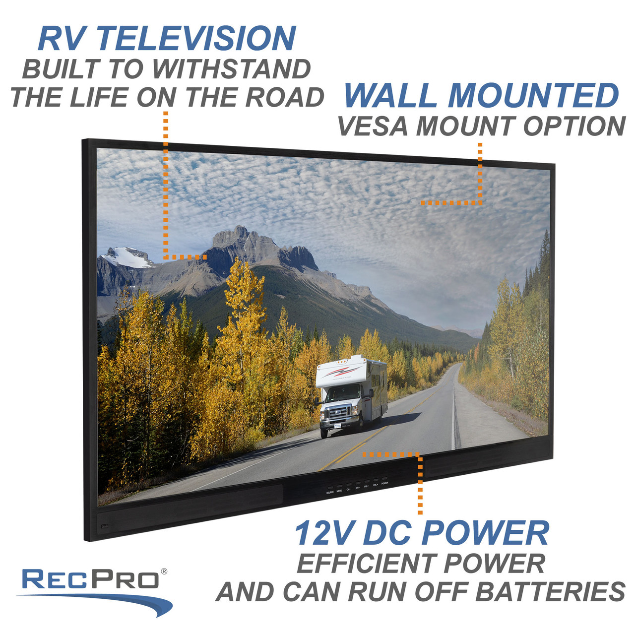 RV Television 40 1080p LED Screen 12 Volt HD Smart TV - RecPro