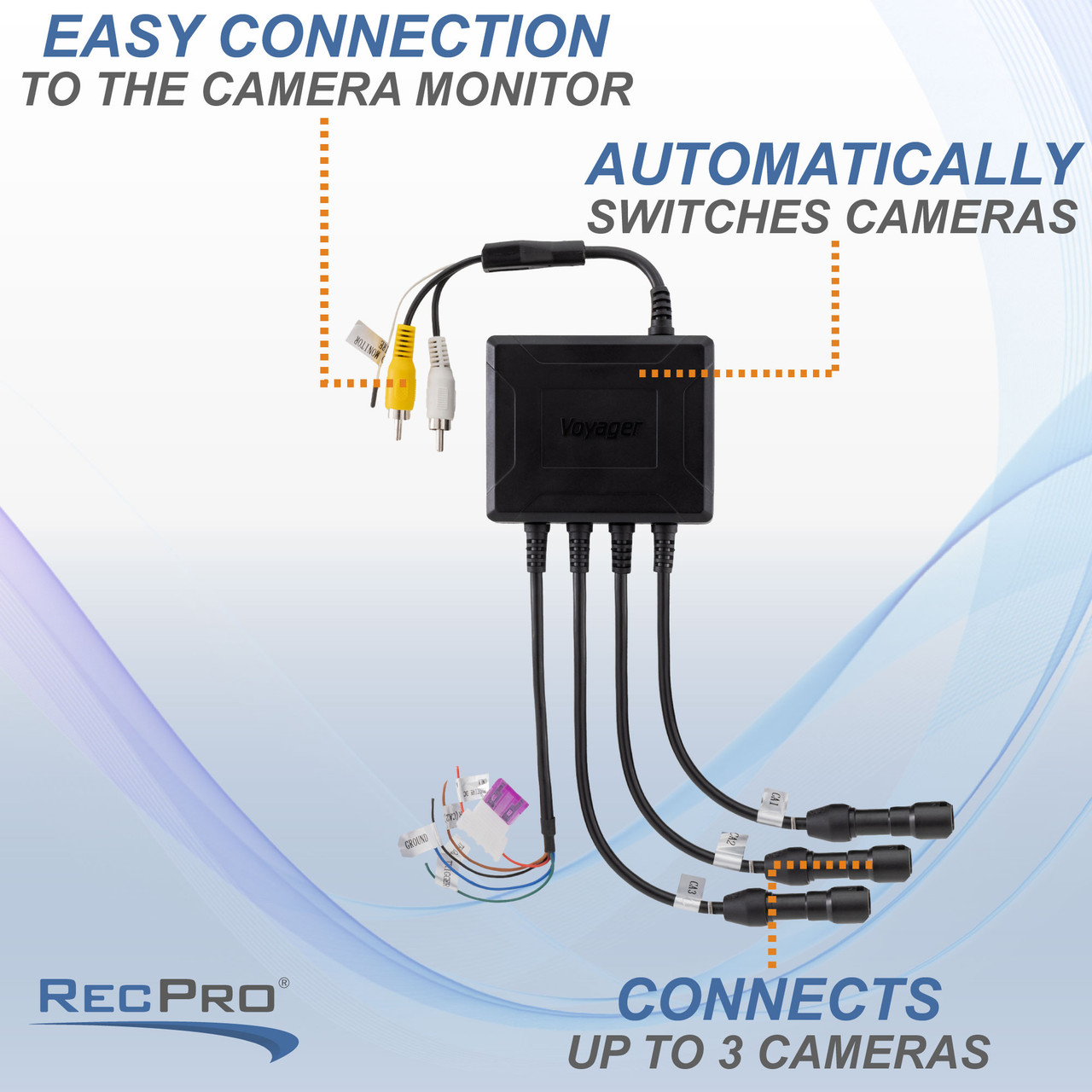 Connex Rv Camera Switcher Voyager 3 or 4 Camera Switching Device for RV Backup Camera System - RecPro