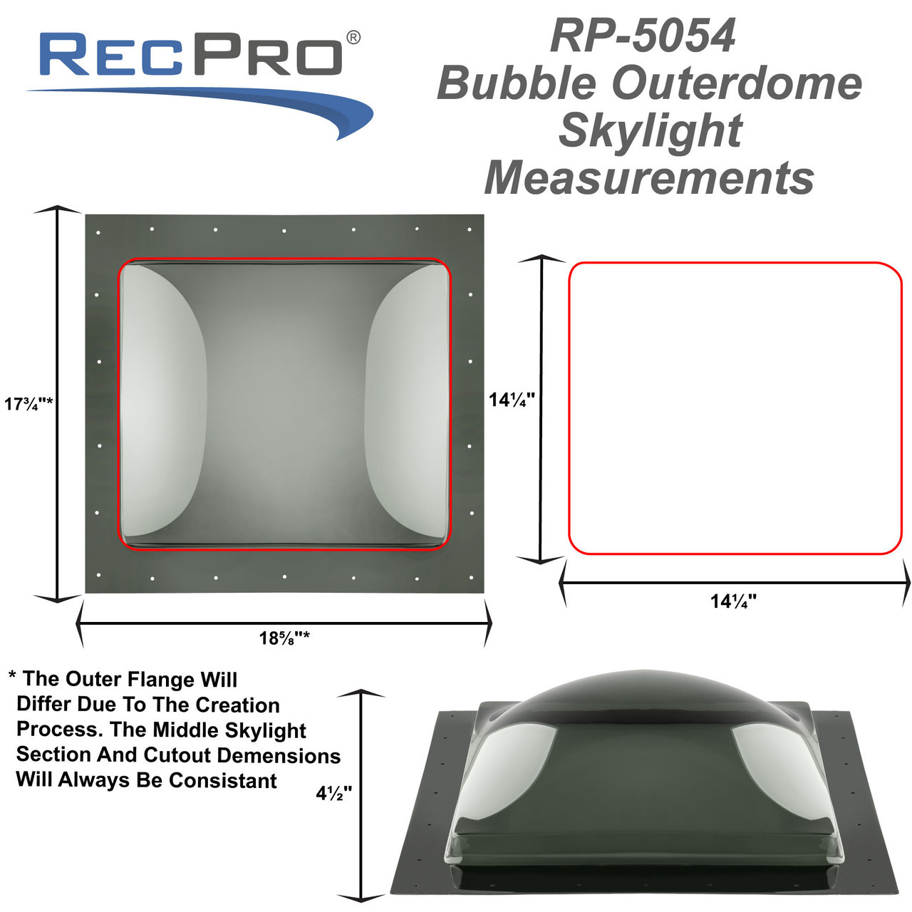 RV 14 x 14 Skylight Cover Bubble - RecPro