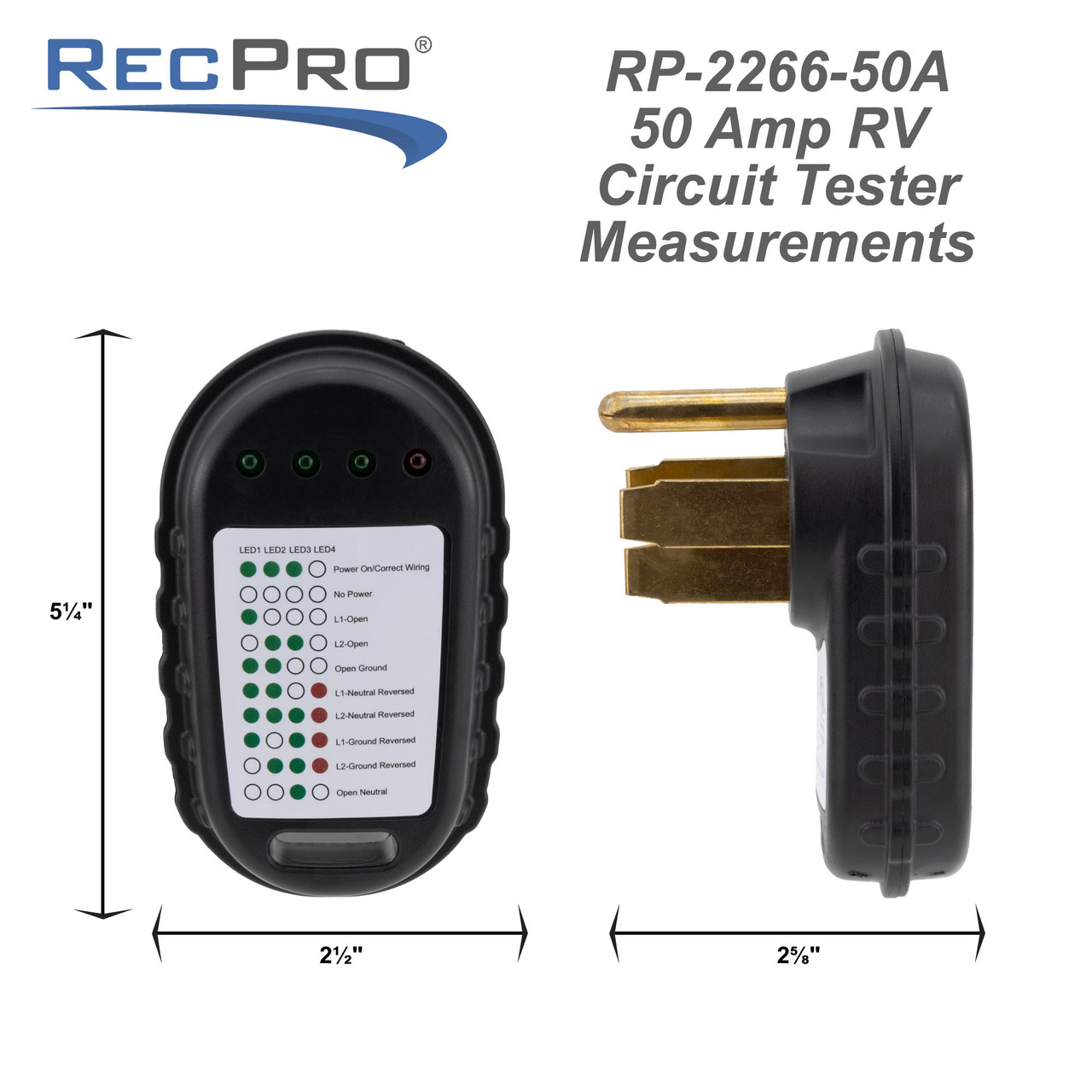 RV 50 Amp Circuit Analyzer Tester Plug RecPro