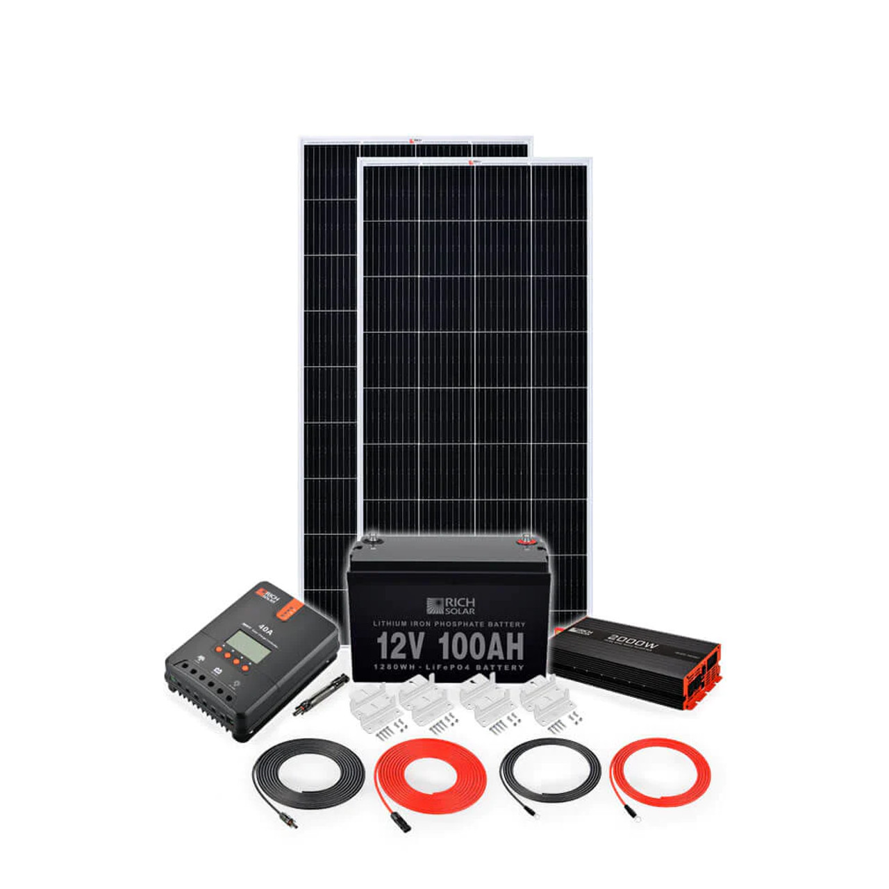 Solar Kit Complete With Battery 150AH 220v 110V Pv Panel 400W Flat Roof  Mount MPPT Hybrid Inverter Home Off Grid Solar System RV