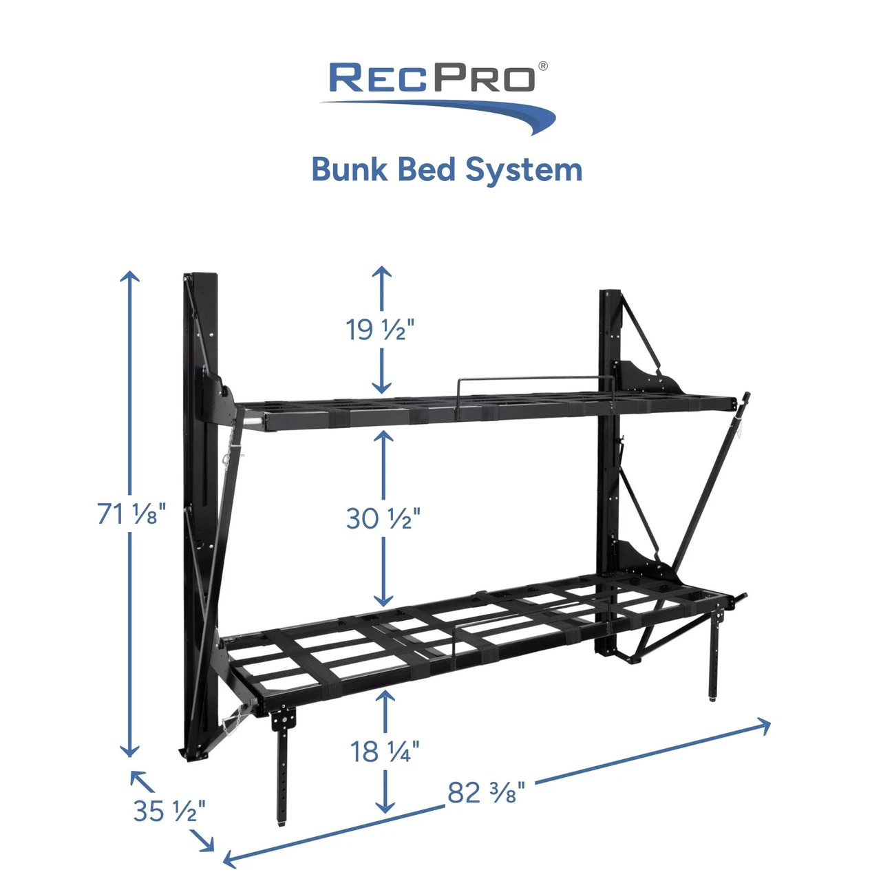 Folding RV Bunk Bed with Safety Rail - Double - RecPro